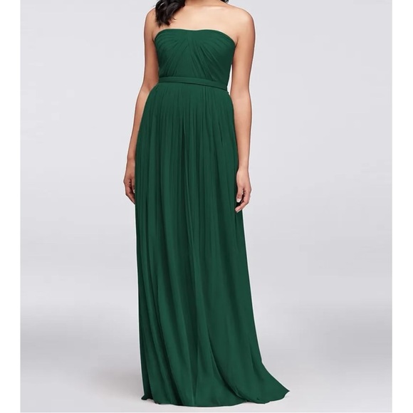 knee length dresses for ladies Sleeveless A-line Wholesale Mesh Bridesmaid Dress With Belt main image 1